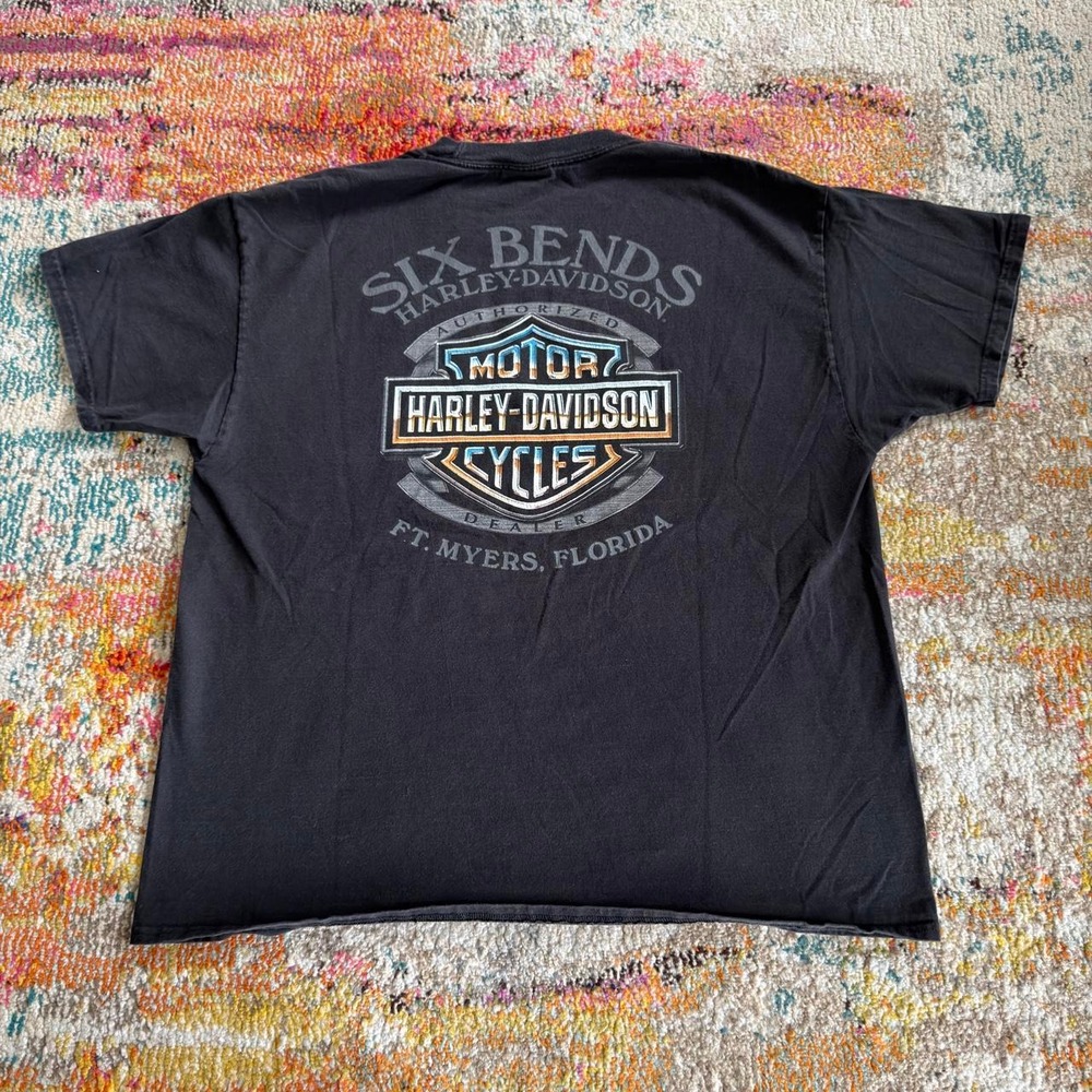 Harley Davidson Firefighter T Shirt Six Bends Ft Myers FL Graphic Tee XL